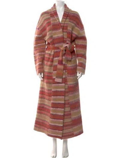 Pre-owned Zankov Plaid Print V-neck Sweater W/ Tags In Orange