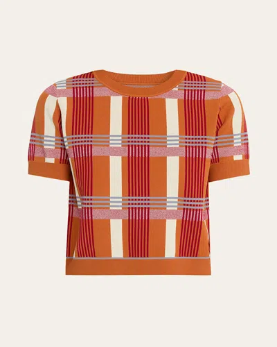 Zankov Plaid Short-sleeve Sweater In Brown