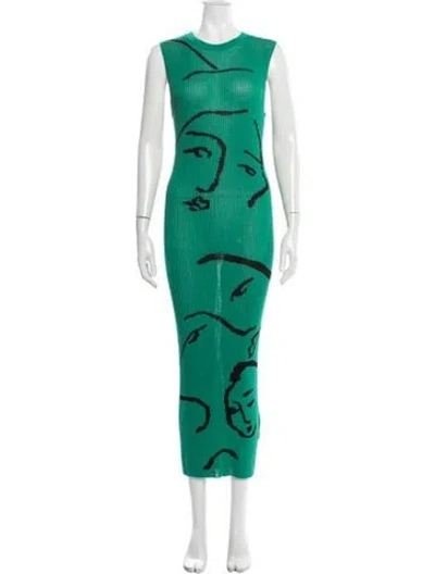Pre-owned Zankov Printed Long Dress In Green