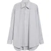 Zankov Raiven Sequin Embellished Stripe Button-up Shirt In Gray