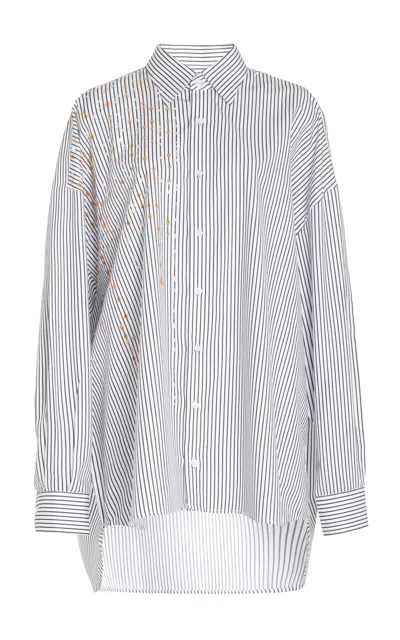 Zankov Raven Pailette-embellished Poplin Shirt In Grey