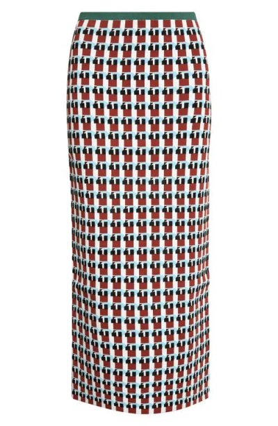 Zankov Raven Wool Jacquard Midi Skirt In Multi