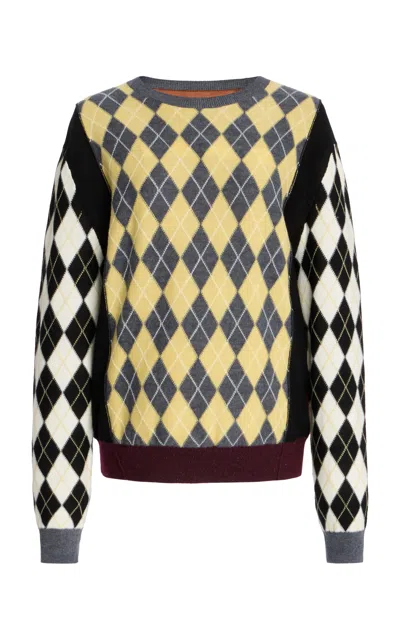 Zankov Reed Argyle Merino Wool Sweater In Print