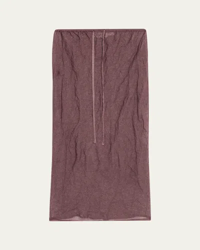 Zankov Rickie Sheer Knit Pull-on Ankle Skirt In Burgundy