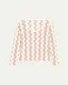 Zankov Rita Abstract Merino Wool Top In Beige/white