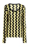 Zankov Rita Perforated Intarsia-knit Wool Top In Yellow
