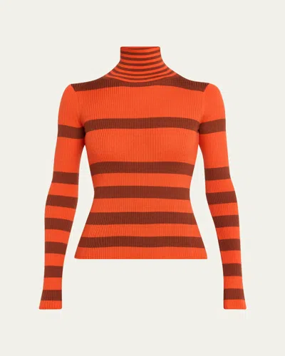 Zankov Runi Striped Turtleneck Top In Red