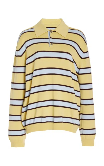 Zankov Ryan Merino Wool Polo Top In Yellow