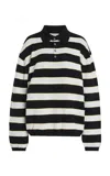 Zankov Ryan Pointelle Striped Wool Top In Multi
