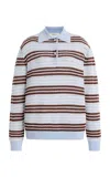 Zankov Ryan Pointelle Striped Wool Top In Multi