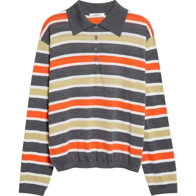 Zankov Ryan Stripe Merino Wool Polo Sweater In Orange