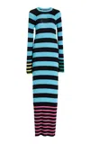 Zankov Sam Ribbed Crepe-knit Maxi Dress In Stripe
