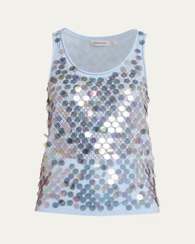 Zankov Sequined Cashmere-wool Tank Top In White