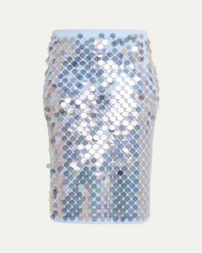 Zankov Sequined Wool-cashmere Pointelle Knit Midi Skirt In Blue