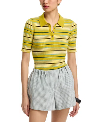 Zankov Short Sleeve Striped Polo Sweater In Gray