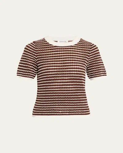 Zankov Stripe Short-sleeve Top In Brown