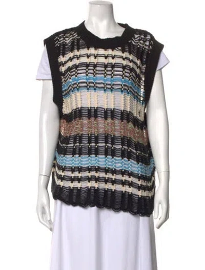 Pre-owned Zankov Striped Crew Neck Sweater In Black