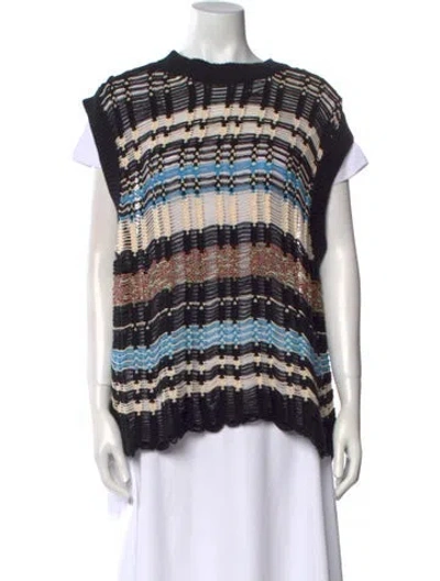 Pre-owned Zankov Striped Crew Neck Sweater W/ Tags In Black