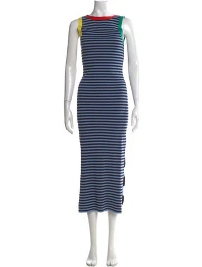 Pre-owned Zankov Striped Long Dress In Blue