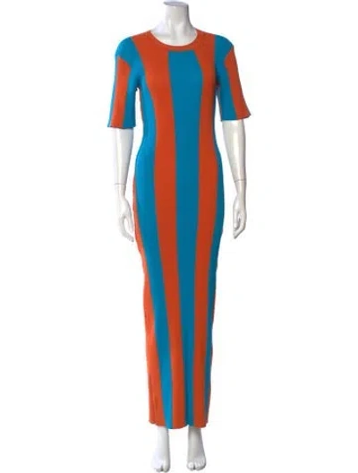 Pre-owned Zankov Striped Long Dress In Blue/orange