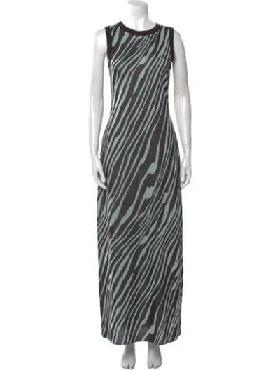Pre-owned Zankov Striped Long Dress In Brown