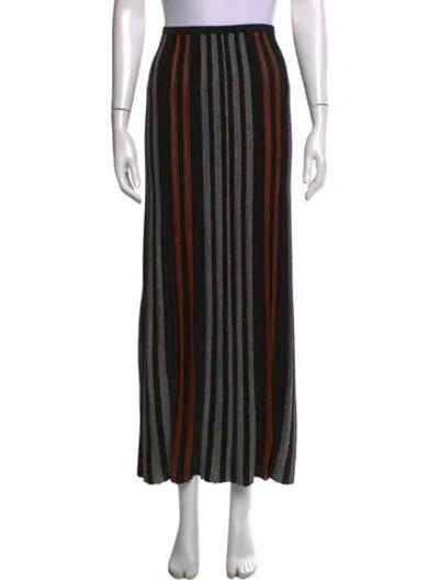 Pre-owned Zankov Striped Long Skirt In Black