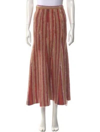 Pre-owned Zankov Striped Midi Length Skirt In Red