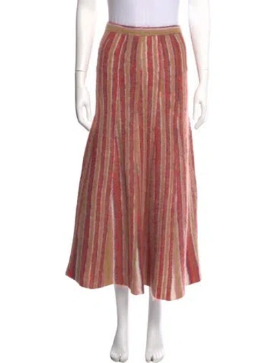 Pre-owned Zankov Striped Midi Length Skirt W/ Tags In Pink