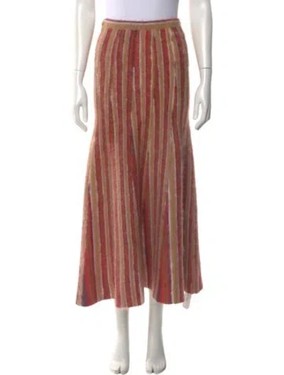 Pre-owned Zankov Striped Midi Length Skirt W/ Tags In Red