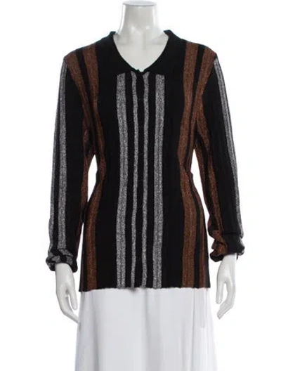Pre-owned Zankov Striped Scoop Neck Sweater In Black