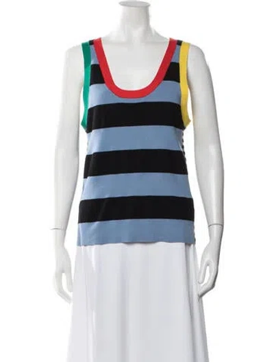 Pre-owned Zankov Striped Scoop Neck Top In Multi