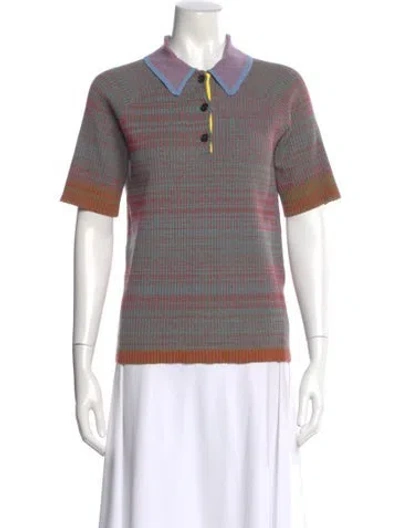 Pre-owned Zankov Striped Short Sleeve Polo In Multi