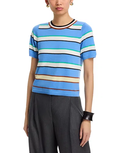 Zankov Striped Short Sleeve Sweater In Blue