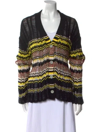 Pre-owned Zankov Striped V-neck Sweater In Black