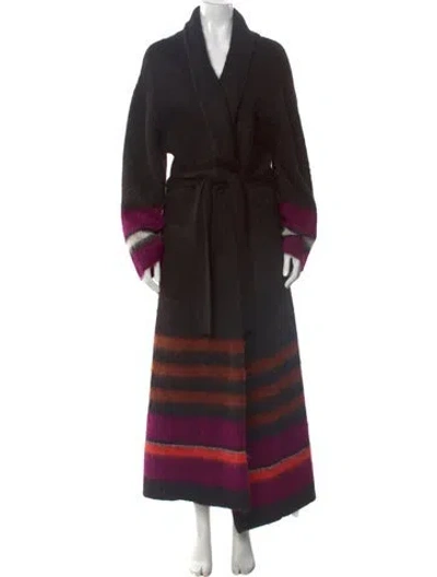 Pre-owned Zankov Striped V-neck Sweater W/ Tags In Brown