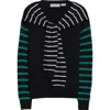 Zankov Theodore Stripe Merino Wool Sweater With Stripe Scarf Detail In Black Multi
