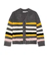 Zankov Tommy V Neck Cardigan In Anthracite Multi