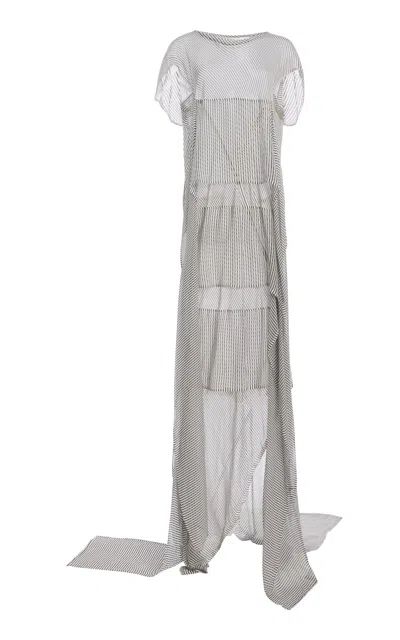 Zankov Vera Silk Chiffon Maxi Dress In Gray
