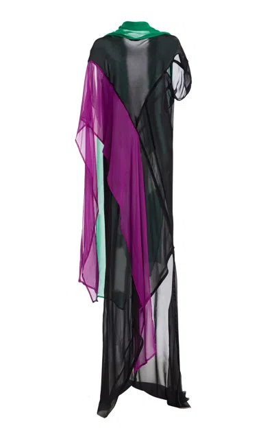 Zankov Vera Silk Chiffon Maxi Dress In Multi