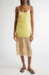 Zankov Victoire Sequined Checker Crochet Knit Midi Dress In Pebble