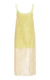 Zankov Victoire Micro Sequined Mesh Midi Dress In Yellow