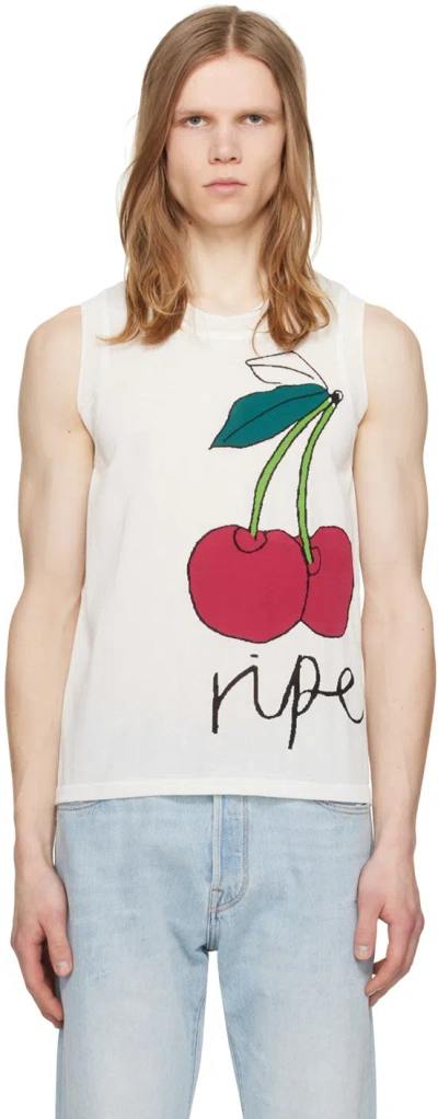 Zankov White Intarsia Tank Top In Parchment