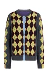 Zankov William Argyle Merino Wool Cardigan In Print