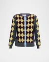 Zankov William Colorblock Argyle Cardigan In Animal Print
