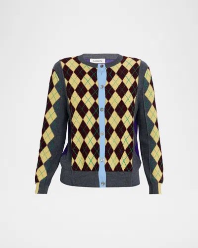 ZANKOV WILLIAM COLORBLOCK ARGYLE CARDIGAN