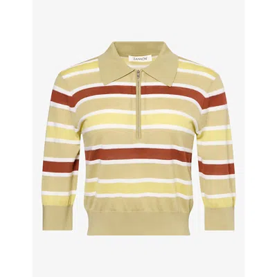 Zankov Womens Sprout Multi Davidoff Stripe Wool Polo Top