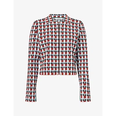 Zankov Womens  Sauve Geometric-pattern Jersey Jacket In Gamay Multi
