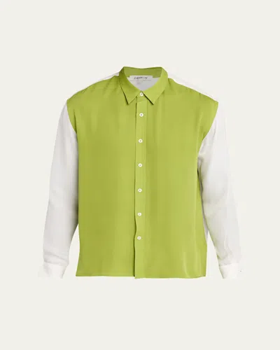 Zankov Wool Colorblock Shirt In Green
