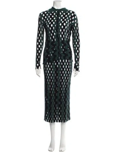 Pre-owned Zankov Wool Patterned Skirt Set In Green