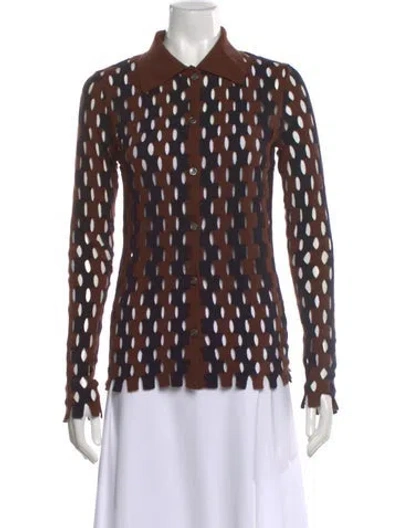 Pre-owned Zankov Wool Polka Dot Print Sweater In Brown